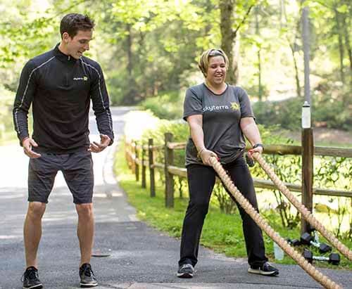 jeff teaching battle ropes exercise